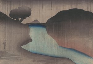Ochanomizu im Regen, Mitte des 19. Jahrhunderts von Utagawa Kuniyoshi