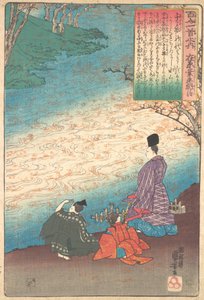 Dichter mit zwei Pagen am Ufer des Tatsuta, ca. 1845