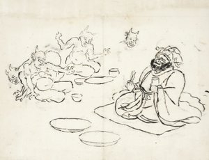 Skizze von Dämonen, die den König der Hölle amüsieren von Utagawa Kuniyoshi