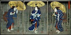 Plötzlicher Regenschauer in der Sommerhitze (Shochū no yūdachi), ca. 1849-1851 von Utagawa Kuniyoshi