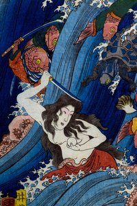 Tamatori-hime stiehlt das heilige Juwel aus dem Drachenpalast (Ryūgū Tamatori-hime no zu) von Utagawa Kuniyoshi