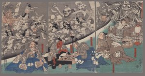 Die Erdspinne erzeugt Monster im Herrenhaus von Lord Minamoto Yorimitsu von Utagawa Kuniyoshi