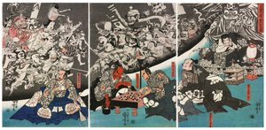 Die Erdspinne erzeugt Monster im Herrenhaus von Lord Minamoto Yorimitsu, 1843 von Utagawa Kuniyoshi