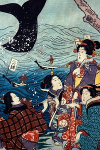 Das Gedeihen der sieben Küsten mit großen Fischen (Nana ura tairyō hanjō no zu) von Utagawa Kuniyoshi