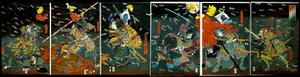 Die Schlacht bei Shijō Nawate, ca. 1857 von Utagawa Kuniyoshi