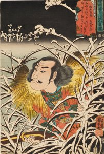 Holzschnitt - Verweilender Schnee in Ishiyama, 19. Jahrhundert von Utagawa Kuniyoshi