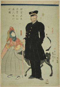 Amerikanischer Kaufmann reist in Yokohama (Yokohama torai Amerika shonin ryoko no zu) von Utagawa Sadahide