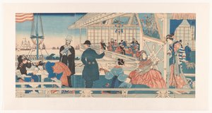 Amerikanisches Handelshaus in Yokohama von Utagawa Sadahide