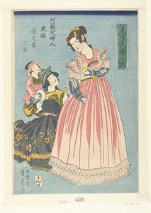Niederländische Frau mit Glas und geliebtem Kind von Utagawa Sadahide