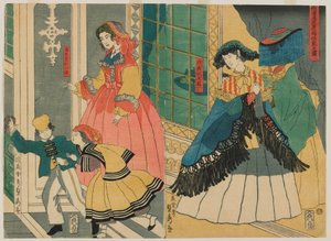 Bild der Residenz eines ausländischen Kaufmanns aus Übersee: Portugal und Südamerika, Edo-Periode, 1861