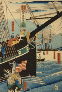 Westliche Händler in Yokohama transportieren Fracht und Passagiere, 1861 von Utagawa Sadahide