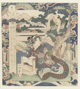 Frau beim Filzen von Stoff von Utagawa Sadakage