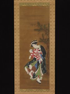 Mutter und Kinder zu Neujahr von Utagawa Toyoharu