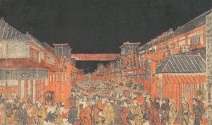 Sakaicho Fukiyacho Kaomise Yoshibai no Zu, ca. 1780 von Utagawa Toyoharu