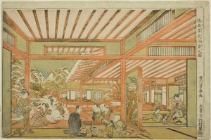 Schnee-Betrachtungs-Unterhaltung von Utagawa Toyoharu