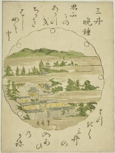 Abendglocke am Mii-Tempel, aus einer unbetitelten Serie von Acht Ansichten von Omi von Utagawa Toyohiro