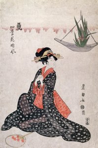 Blumen der vier Jahreszeiten, Holzschnitt im Ukiyo-e-Stil, Japan, japanische Zivilisation von Utagawa Toyokuni