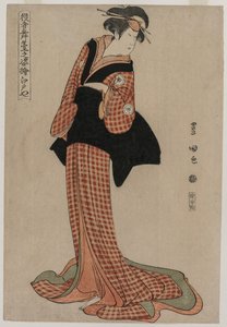 Iwai Kiyotaro Edoya als Okaru aus der Serie Bilder von Schauspielern auf der Bühne, 1794