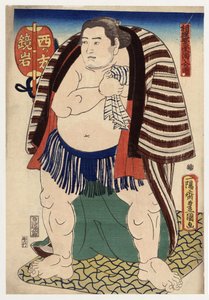 Porträt des Sumo-Ringers Kagamiiwa von der Westseite von Utagawa Toyokuni