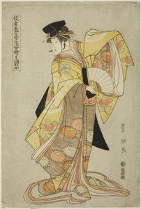 Hamamuraya: Segawa Kikunojo III als Shirabyoshi Hisakata, aus der Serie "Porträts von Schauspielern auf der Bühne (Yakusha butai no sugata-e)" von Utagawa Toyokuni I
