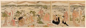 Vortrag auf einer Veranda mit Blick auf den Sumida-Fluss