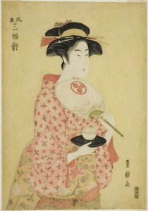 Takashima Ohisa, aus der Serie "Ein modisches Set von drei (Furyu sanpuku tsui)" von Utagawa Toyokuni I