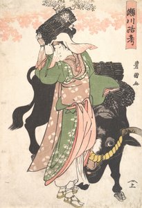 Der Schauspieler Segawa Roko als Holzverkäufer Ohara, der einen Ochsen führt, ca. 1810 von Utagawa Toyokuni I