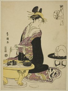 Der zehnte Monat (Ju gatsu), aus der Serie "Modische zwölf Monate (Furyu junikagetsu)" von Utagawa Toyokuni I