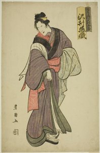 Der Schauspieler Sawamura Tozo I als Dogen no Okichi im Stück "Yoshiwara Niwaka no Banzuke," aufgeführt im Ichimura Theater im neunten Monat, 1804 von Utagawa Toyokuni I