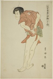 Toraya: Arashi Ryuzo II als Mönch Tojibo im Stück "Hatsu Akebono Kaomise Soga," aus der Serie "Porträts von Schauspielern auf der Bühne (Yakusha butai no sugata-e)" von Utagawa Toyokuni I