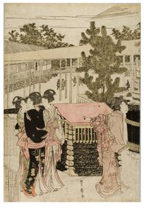 Neujahrspilgerfahrt nach Myohoji in Horinouchi, Edo, ca. 1804-1810