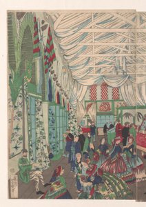 Ein florierendes englisches Handelshaus in Yokohama von Utagawa Yoshiiku
