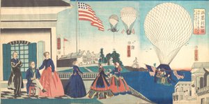 „Amerika“: Genießen von Heißluftballons von Utagawa Yoshitora