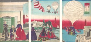 Amerikanischer Ballonaufstieg (Amerikakoku) von Utagawa Yoshitora