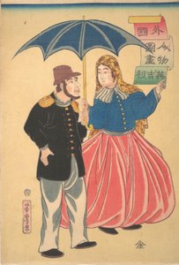 Englisches Paar Igirisujin, 12. Monat, 1860 von Utagawa Yoshitora