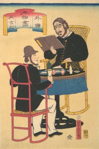 Engländer beim Essen, 1. Monat, 1861 von Utagawa Yoshitora