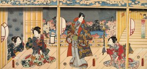 Szene aus Genji Monogatari (Erzählung von Genji) von Murasaki Shibuku (geb. 978) ca. 1860