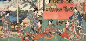 Szene aus Genji Monogatari (Erzählung von Genji) von Murasaki Shibuku (geb. 978) ca. 1860