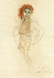 Nachdenkliche Frau mit rotem Turban