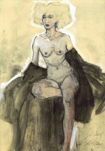 Nachdenkliche Nackte Frau