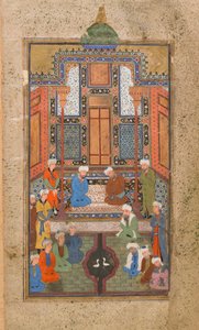 Palastszene in einem Tuhfat al-Ahrar (Geschenk der Freien) Buchara, Usbekistan, Usbekische Periode, ca. 1540 von Uzbek School