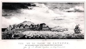 Ansicht des Hafens von Cayenne, Guyana von V. (after) Philippe