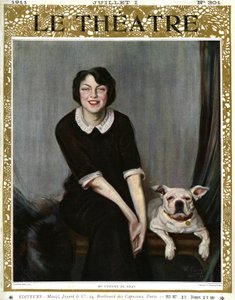 Yvonne De Bray, Porträt mit Hund von V. (after) Puig