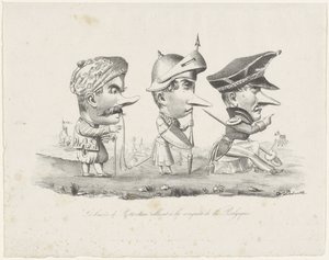 Karikatur der Rotterdamer Schützengilde, 1830 von V. Dubrulle
