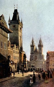 Der Altstädter Ring und das Rathaus in Prag, ca. 1900 (Druck)