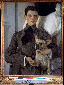 Porträt des Prinzen Felix Yusupov, Graf Sumarokov Elston (1887-1967), mit einem Hund. Gemälde von Valentin Alexandrovich Serov (1865-1911), Öl auf Leinwand von Valentin Aleksandrovich Serov