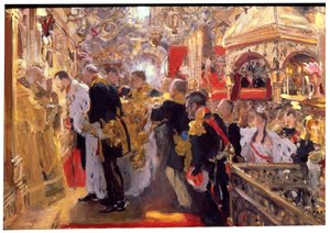 Die Krönung von Kaiser Nikolaus II. in der Mariä-Entschlafens-Kathedrale von Valentin Serov
