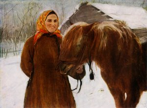 Frau mit einem Pferd von Valentin Serov