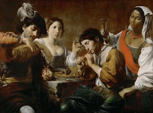 Treffen in einer Taverne Musiker und Trinker