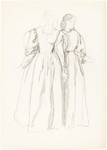 Studie von zwei jungen Frauen [recto] von Valentine Cameron Prinsep